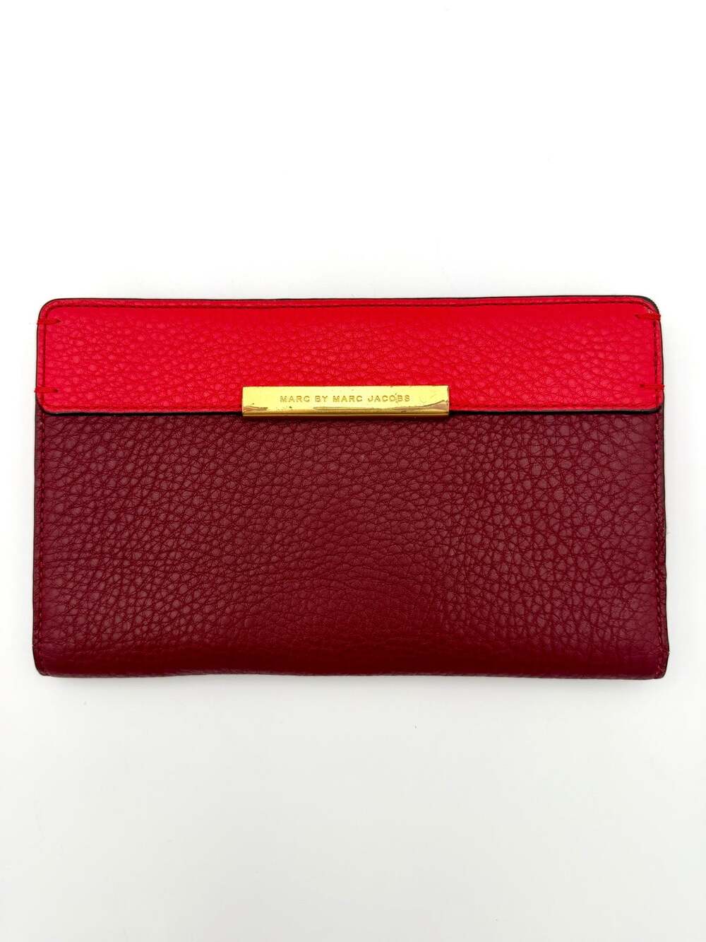 Marc by Marc Jacobs Colorblock Travel Wallet Red Burgundy Leather